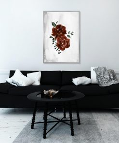 plakat na ścianę do salonu z czerwonymi kwiatami
