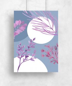 plakat z fioletową roślinnością