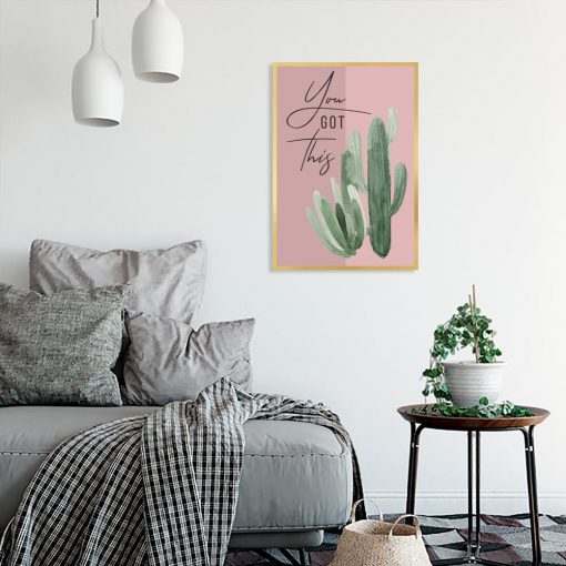 plakat do salonu z kaktusem