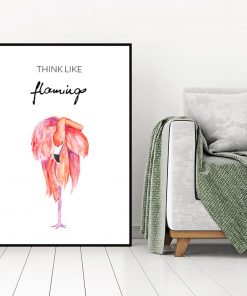 plakat z różowym ptakiem