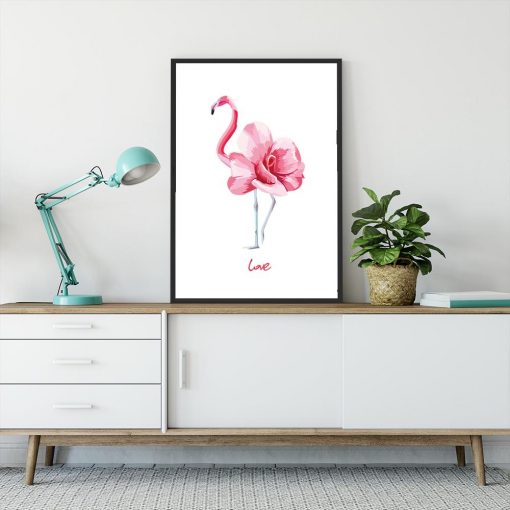 plakat z flamingiem i napisem