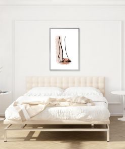 plakat sypialniany z rysunkiem kobiecych nóg