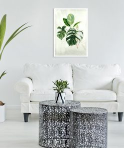 plakat na ścianę do salonu z tropikalną roślinnością