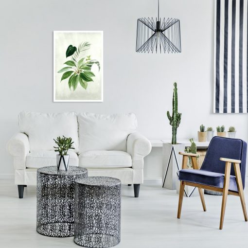plakat do salonu przedstawiający tropikalną roślinność