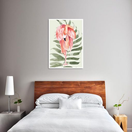 plakat sypialniany przedstawiający flaminga