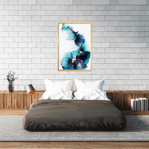 plakat na ścianę do sypialni z abstrakcją akwarelową