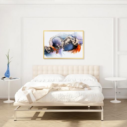 plakat sypialniany z motywem akwarelowych plam