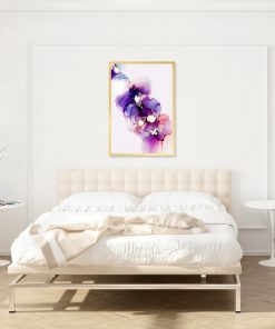 plakat do sypialni z motywem fioletowej abstrakcji