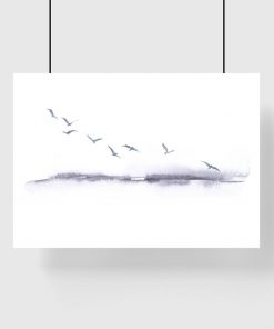 plakat z lecącymi ptakami