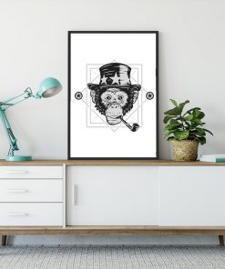 plakat z małpą w kapeluszu