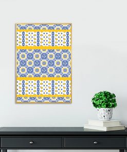 żółto-niebieska dekoracja do salonu