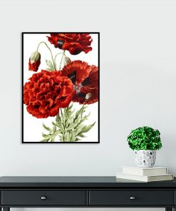 plakat z czerwonymi kwiatkami