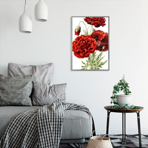 dekoracja z czerwonymi kwiatkami