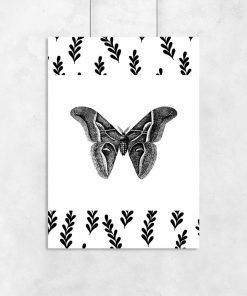 plakat z gałązkami i motylem