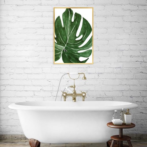 plakat do łazienki z liściem