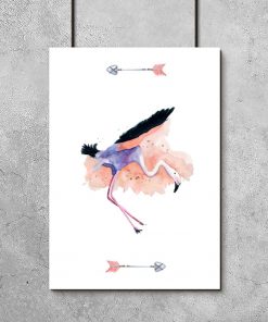 plakat z latającym flamingiem