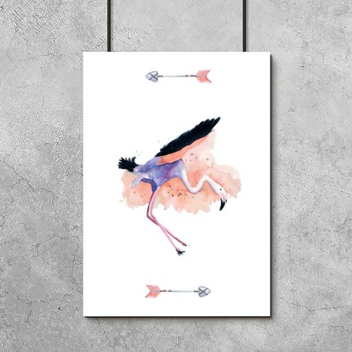 plakat z latającym flamingiem