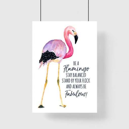 plakat z ilustracją flaminga