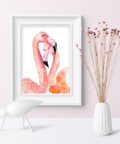plakat z parą flamingów