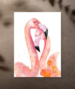 plakat z motywem flamingów