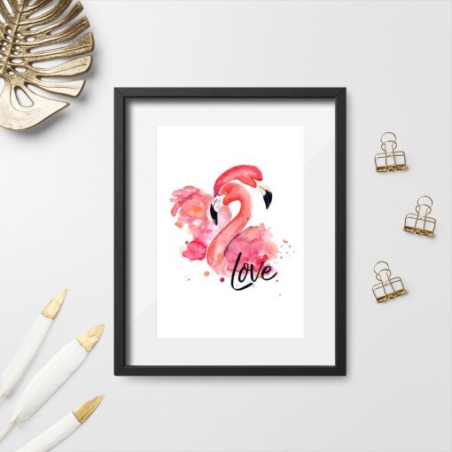 plakat z flamingami