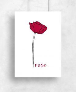 plakat z różą i napisem