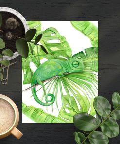 tropikalny plakat pionowy kameleon
