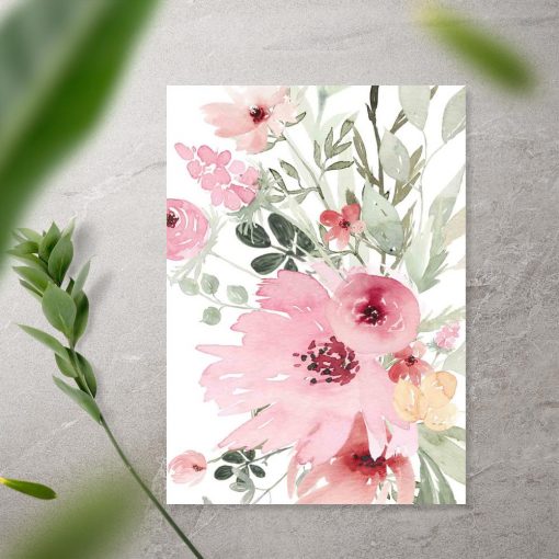 Dekoracja papierowa z różowymi roślinami