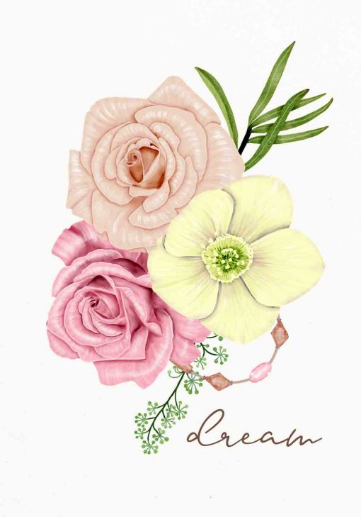 plakat z motywem różowo-żółtych kwiatów
