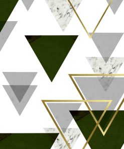 plakat z abstrakcyjnymi trójkątami