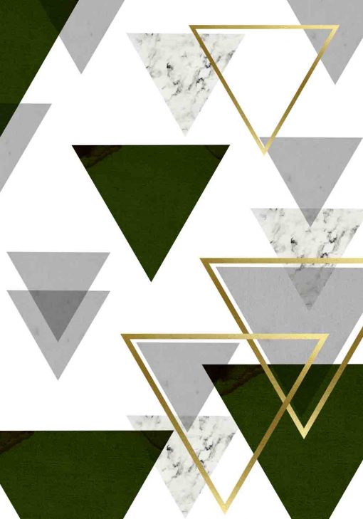 plakat z abstrakcyjnymi trójkątami