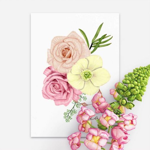 plakat z motywem delikatnych kwiatów