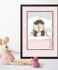 Plakat dla dziecka z czytającą dziewczynką