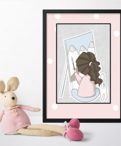 Plakat do pokoju dziecka z malującą dziewczynką