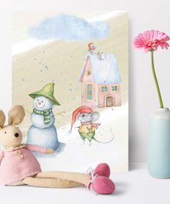 Plakat dziecięcy - Myszka na śniegu