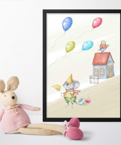 Plakat do pokoju dziecka z urodzinową myszką