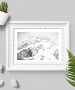 Plakat z zimowymi górami