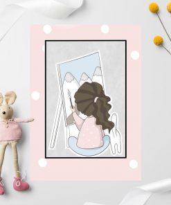 Plakat dla dziecka - Dziewczynka malująca góry