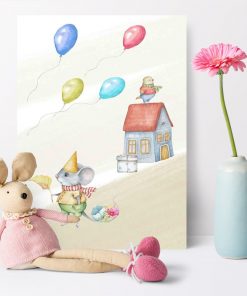 Plakat dla dziecka z urodzinową myszą