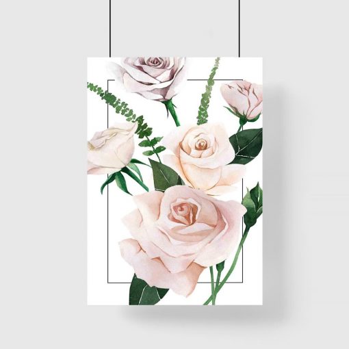 jasno-różowe kwiaty róż na plakacie do kuchni