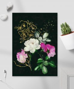 Plakat z biało-różowymi różami
