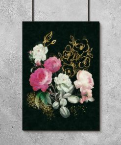 Plakat z wiązanką róż