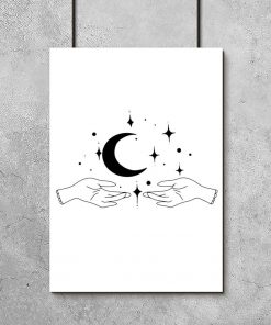 Plakat z dłońmi i księżycem do salonu
