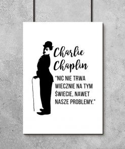 Plakat z cytatem Charliego Chaplina do salonu