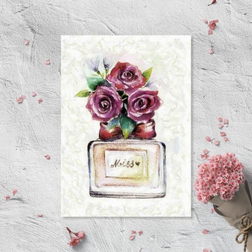 Plakat z kwiatami i perfumami - Miss