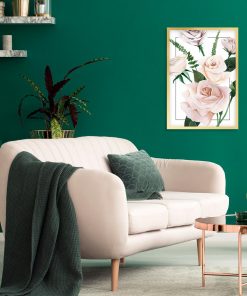sypialnia dekorowana botanicznym plakatem
