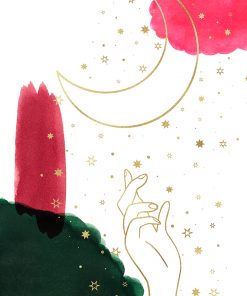 Plakat z dłonią i księżycem