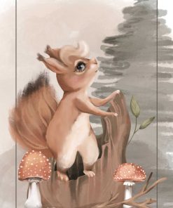 Plakat - Wiewiórka na pniu
