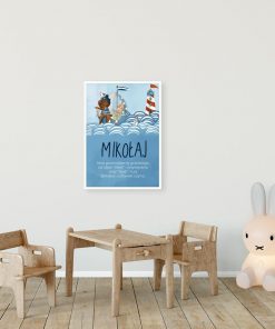 Imienny plakat do pokoju dziecięcego - Zwierzaki na statku