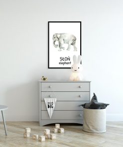 Plakat edukacyjny ze słoniem dla dziewczynki